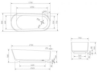 Прозрачная ванна ABBER Kristall AT9706Opal из полиэфирной смолы 170x80см коричневый